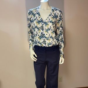 J.Jill NWT Womens Petite Top Floral Size LP Long Sleeve Button Machine Washable